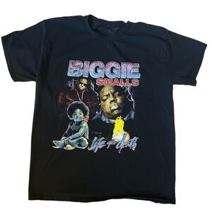 Large Mens Biggie Smalls Life After Death Collage Black Graphic T-Shirt